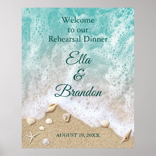 Affiche de dîner de répétition Vagues de plage (Devant)
