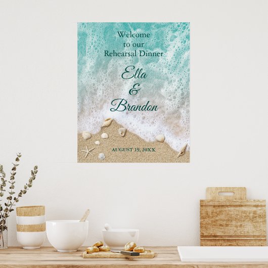 Affiche de dîner de répétition Vagues de plage (Cuisine)