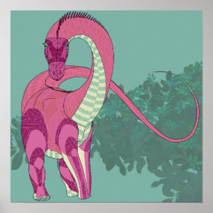 Affiche de dinosaure - Diplodocus lady