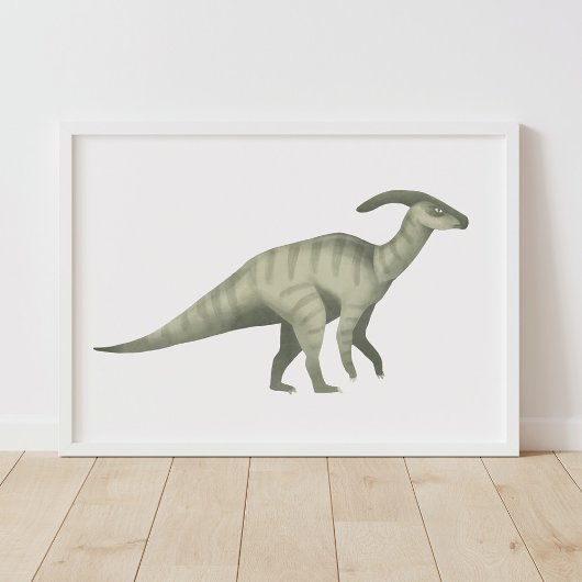Affiche de dinosaure Parasaurolophus vert