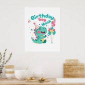 Affiche de dinosaure pour garçon d'anniversaire No (Cuisine)