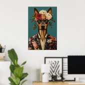 Affiche de Doberman Pinscher en costume, Doberman (Bureau à domicile)