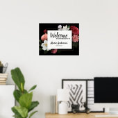 Affiche de douche de fleurs élégantes de Bourgogne (Bureau à domicile)