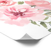 Affiche de douche florale rose pâle luxuriante aqu (Coin)