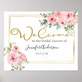 Affiche de douche florale rose pâle luxuriante aqu (Devant)