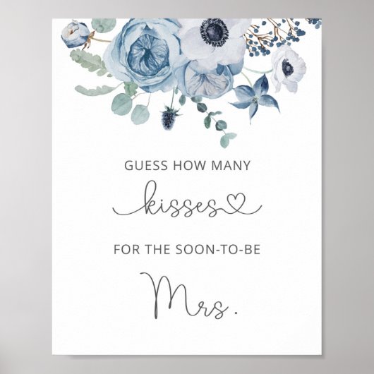 Affiche de douche nuptiale bleu poussiéreux combie (Devant)