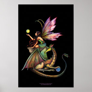 Affiche de dragon de conte de fées gothique Orbes