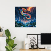 Affiche de dragon de style chinois soufflant du fe (Bureau à domicile)