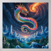 Affiche de dragon de style chinois soufflant du fe (Devant)