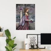 Affiche de dragon fée rose violet mystique (Bureau à domicile)