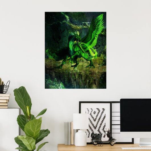affiche de dragon vert (Bureau à domicile)