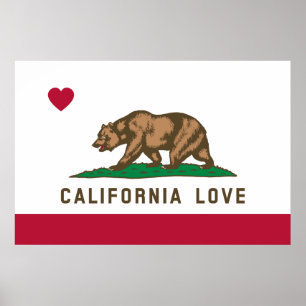 Affiche de drapeau d'amour de la Californie