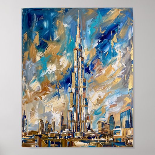 Affiche de Dubaï Luxe Peinture à l'Huile Abstraite (Devant)