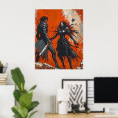 Affiche de duel de chevalier gothique – Art de fan (Bureau à domicile)