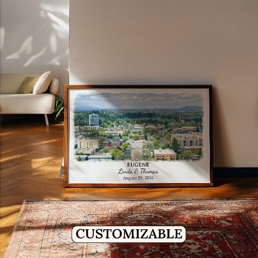 Affiche de Eugene Oregon, Aquarelle, Sur mesure