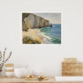 Affiche de falaises côtières et de plage de sable (Cuisine)