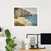 Affiche de falaises côtières et de plage de sable (Bureau à domicile)