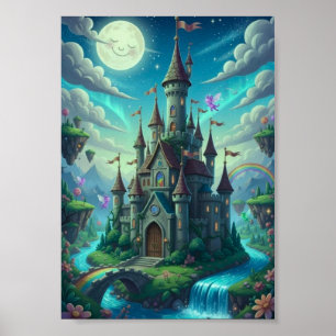 Affiche de fantaisie de soleil de forêt mignonne