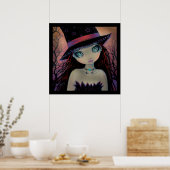 Affiche de fantasy art de sorcière aux yeux brilla (Cuisine)