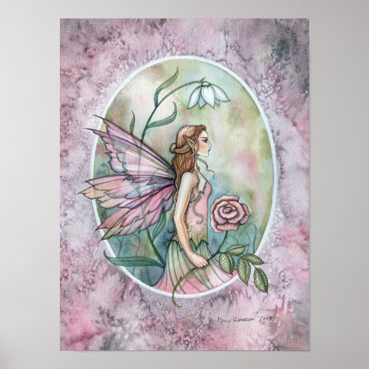 Affiche de fantasy artistique de fée aux roses ros (Devant)