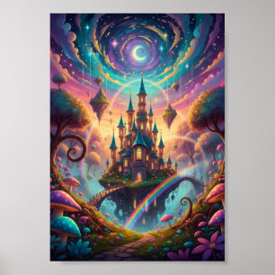 Affiche de fantasy cosmique de château flottant ps