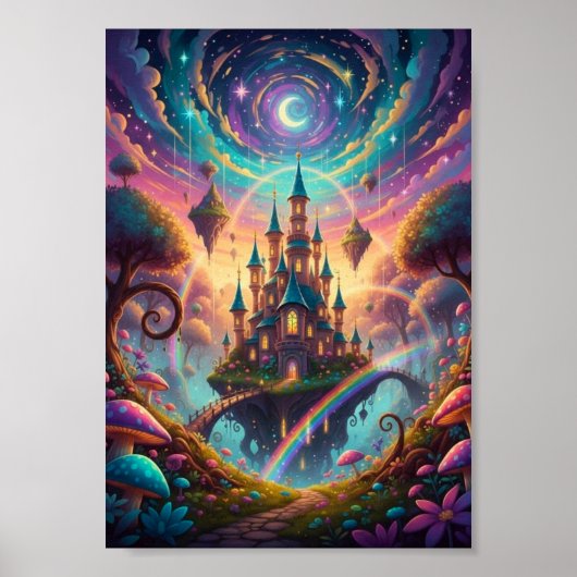 Affiche de fantasy cosmique de château flottant ps (Devant)