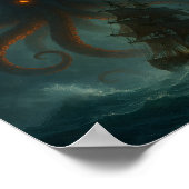 Affiche de fantasy dark du monstre marin Kraken (Coin)