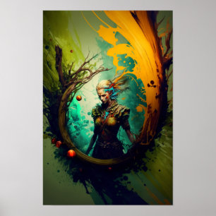 Affiche de Fantasy de Ranger Elfique Art D&D 5