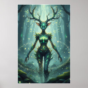 Affiche de fantasy d'esprit gardien de la forêt