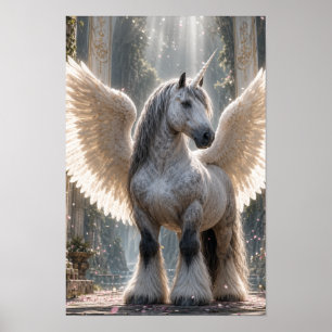 Affiche de fantasy du Temple de la Pégacorne Blanc