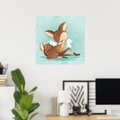Affiche de faon avec un bébé lapin (Bureau à domicile)
