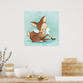 Affiche de faon avec un bébé lapin (Cuisine)