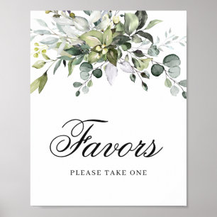 Affiche de faveurs d'aquarelle d'eucalyptus