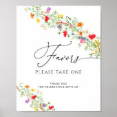 Affiche de faveurs de douche nuptiale aux fleurs s (Devant)