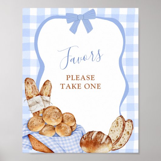 Affiche de faveurs de gingham à carreaux bleus Bun (Devant)