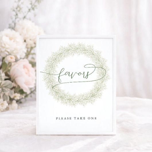 Affiche de Favors de Mariage Fleurs Blanches Class