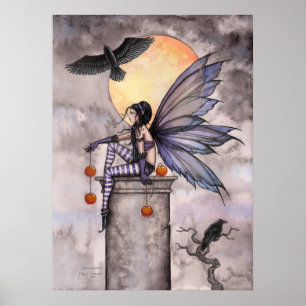 Affiche de fée de fantasy gothique d'automne raven