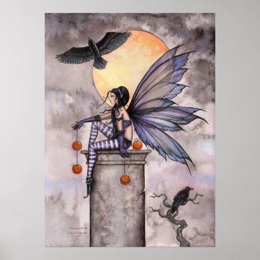 Affiche de fée de fantasy gothique d'automne raven (Devant)