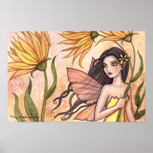 Affiche de fée de fleur sauvage jaune amérindienne (Devant)