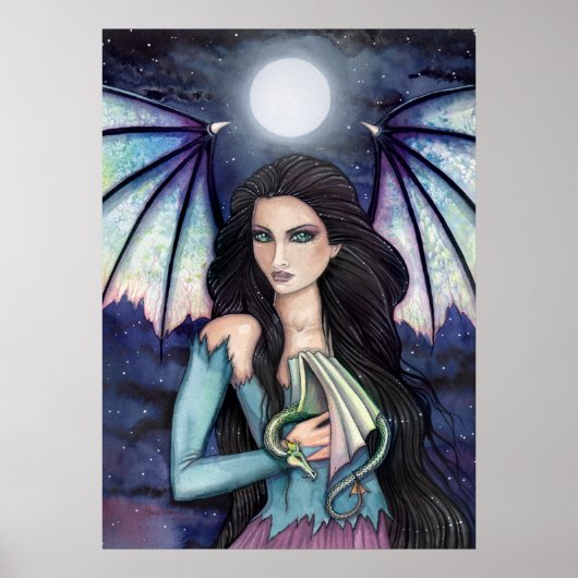 Affiche de fée et de dragon gothiques Molly Harris (Devant)