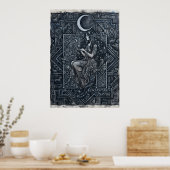 Affiche de femme à la lune monochrome (Cuisine)
