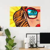 Affiche de femme à lunettes de soleil Pop Art sur  (Bureau à domicile)