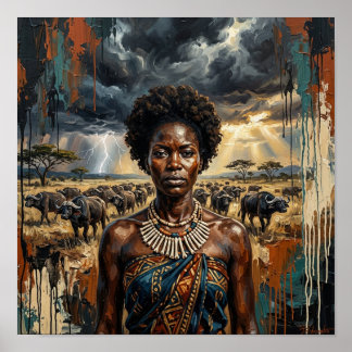 Affiche de femme africaine buffle, Art de reine no