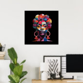 Affiche de femme africaine colorée (Bureau à domicile)