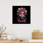 Affiche de femme africaine colorée (Cuisine)