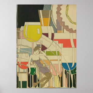 Affiche de femme Art Déco vintage – Cocktails des