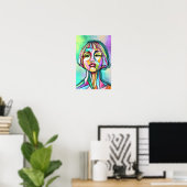 Affiche de femme dans le style d'art cubiste (Bureau à domicile)
