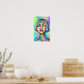 Affiche de femme dans le style d'art cubiste (Cuisine)
