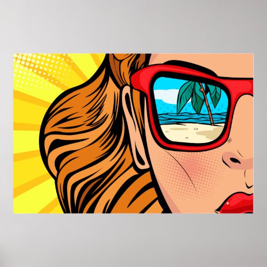 Affiche de femme de Pop Art avec des lunettes de s (Devant)