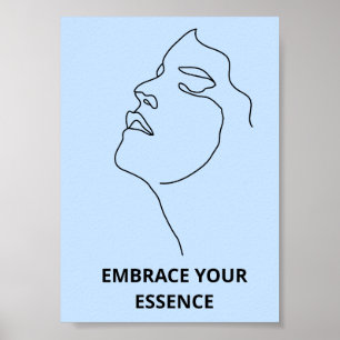 Affiche de femme en ligne d'art bleu serein 